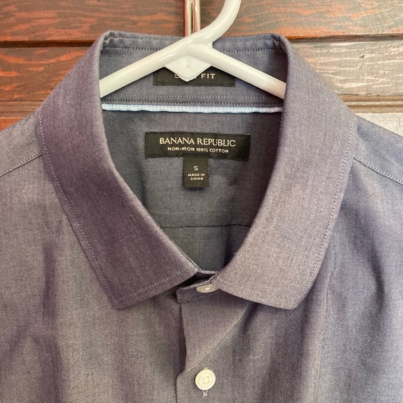 Banana Republic non-iron cotton slim fit small gray dress shirt - Picture 4 of 5